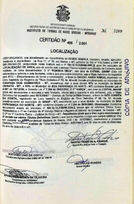 NÚMERO DA CERTIDÃO: 456.2001
