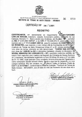 NÚMERO DA CERTIDÃO: 106.2.001