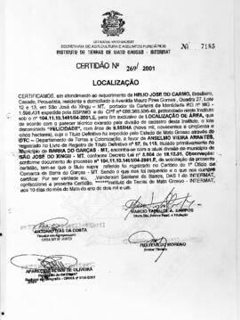 NÚMERO DA CERTIDÃO: 269.2001