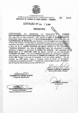 NÚMERO DA CERTIDÃO: 126.2001