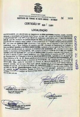 NÚMERO DA CERTIDÃO: 525.2001