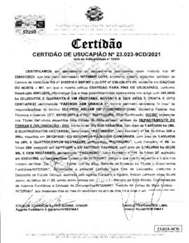 NÚMERO DA CERTIDÃO: 23023-9CD.2021