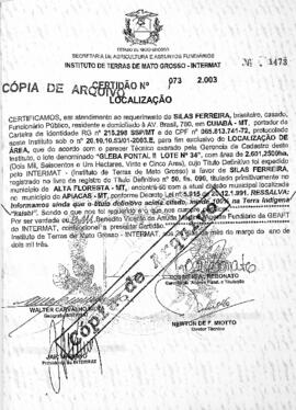 NÚMERO DA CERTIDÃO: 073.2003