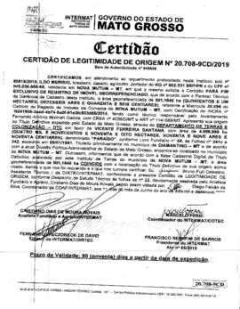 NÚMERO DA CERTIDÃO: 20.708-9CD.2019