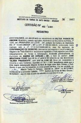NÚMERO DA CERTIDÃO: 452.2001