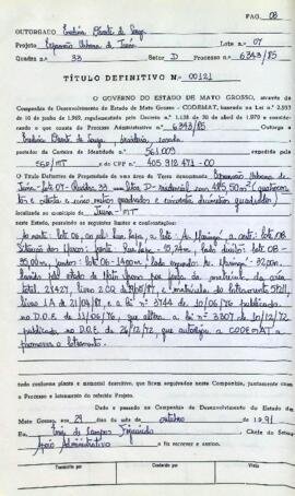 NÚMERO DO TÍTULO: 00121