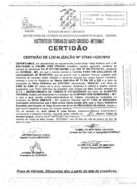 NÚMERO DA CERTIDÃO: 07043-1CD.2010
