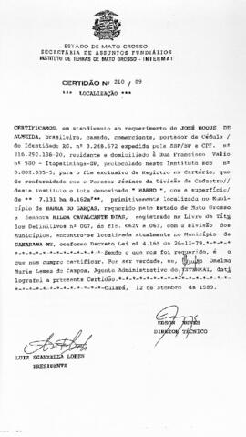 NÚMERO DA CERTIDÃO: 210.89