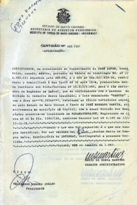 NÚMERO DA CERTIDÃO: 001.87