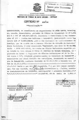 NÚMERO DA CERTIDÃO: 058.94