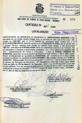 NÚMERO DA CERTIDÃO: 467.2001