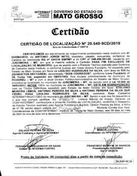 NÚMERO DA CERTIDÃO: 20.549-9CD.2019