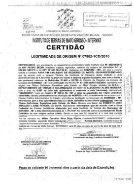 NÚMERO DA CERTIDÃO: 07862-1CD.2010