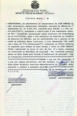 NÚMERO DA CERTIDÃO: 1041.80