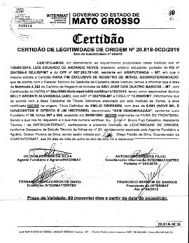 NÚMERO DA CERTIDÃO: 20.818-9CD.2019