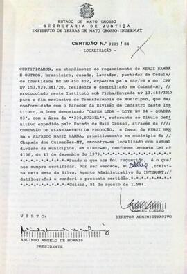 NÚMERO DA CERTIDÃO: 0209.84