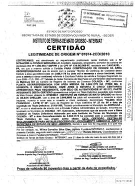 NÚMERO DA CERTIDÃO: 07674-2CD.2010