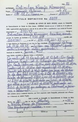 NÚMERO DO TÍTULO: 3377