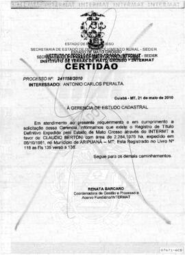 NÚMERO DA CERTIDÃO: SEM DADOS