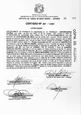 NÚMERO DA CERTIDÃO: 267.2001