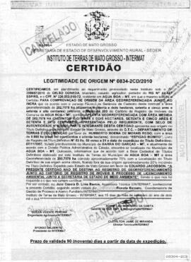 NÚMERO DA CERTIDÃO: 0834-2CD.2010