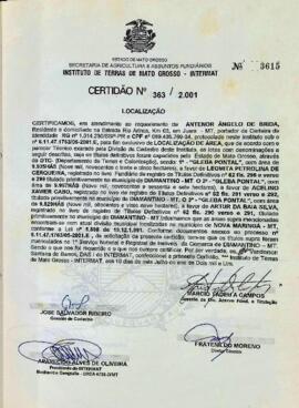 NÚMERO DA CERTIDÃO: 363.2001
