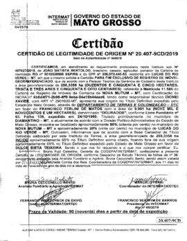 NÚMERO DA CERTIDÃO: 20.407-9CD.2019