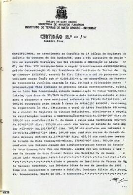 NÚMERO DA CERTIDÃO: 067.92