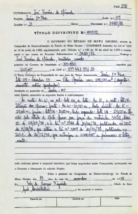 NÚMERO DO TÍTULO: 00531