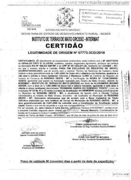 NÚMERO DA CERTIDÃO: 07773-3CD.2010
