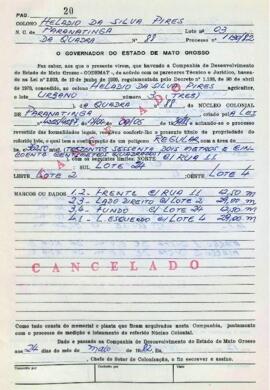 NÚMERO DO TÍTULO: SEM DADOS