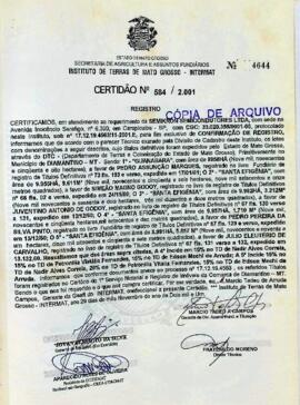 NÚMERO DA CERTIDÃO: 584.2001
