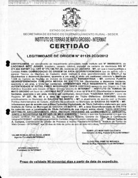 NÚMERO DA CERTIDÃO: 01129-2CD.2012