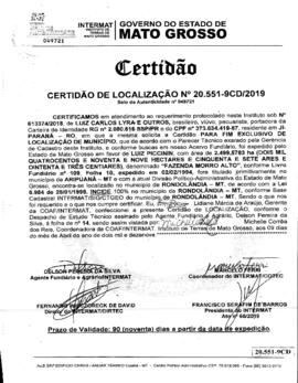 NÚMERO DA CERTIDÃO: 20.551-9CD.2019