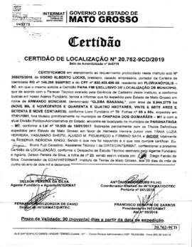 NÚMERO DA CERTIDÃO: 20.762-9CD.2019
