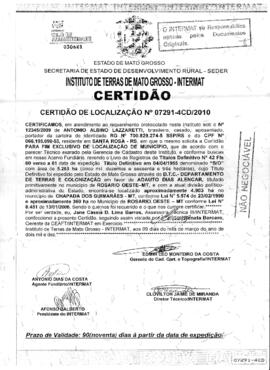NÚMERO DA CERTIDÃO: 07291-4CD.2010
