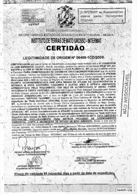 NÚMERO DA CERTIDÃO: 06469-1CD.2009