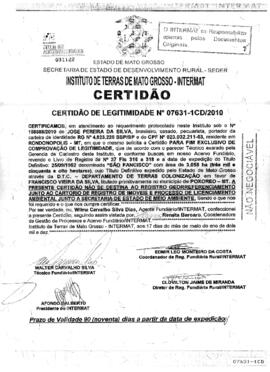 NÚMERO DA CERTIDÃO: 07631-1CD.2010