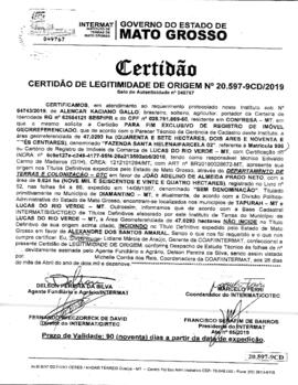 NÚMERO DA CERTIDÃO: 20.597-9CD.2019