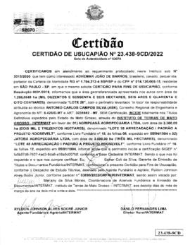 NÚMERO DA CERTIDÃO: 23.438-9CD.2022