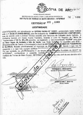 NÚMERO DA CERTIDÃO: 072.2003