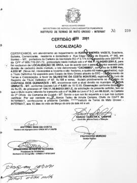 NÚMERO DA CERTIDÃO: 170.2001