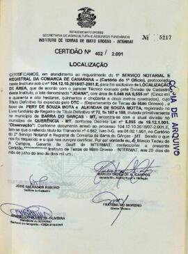 NÚMERO DA CERTIDÃO: 402.2001
