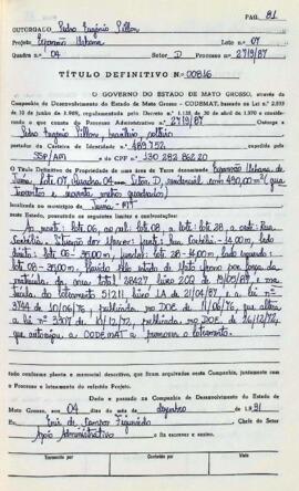 NÚMERO DO TÍTULO: 00816