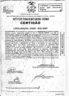 NÚMERO DA CERTIDÃO: 03052-0CD.2007
