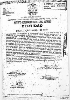 NÚMERO DA CERTIDÃO: 03193-1CD.2007