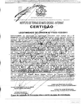 NÚMERO DA CERTIDÃO: 11023-1CD.2011