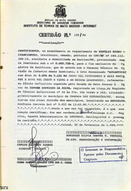 NÚMERO DA CERTIDÃO: 122.92