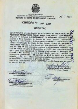 NÚMERO DA CERTIDÃO: 399.2001