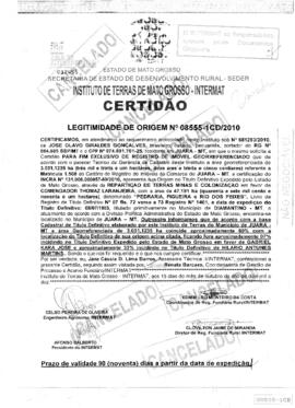NÚMERO DA CERTIDÃO: 08555-1CD.2010